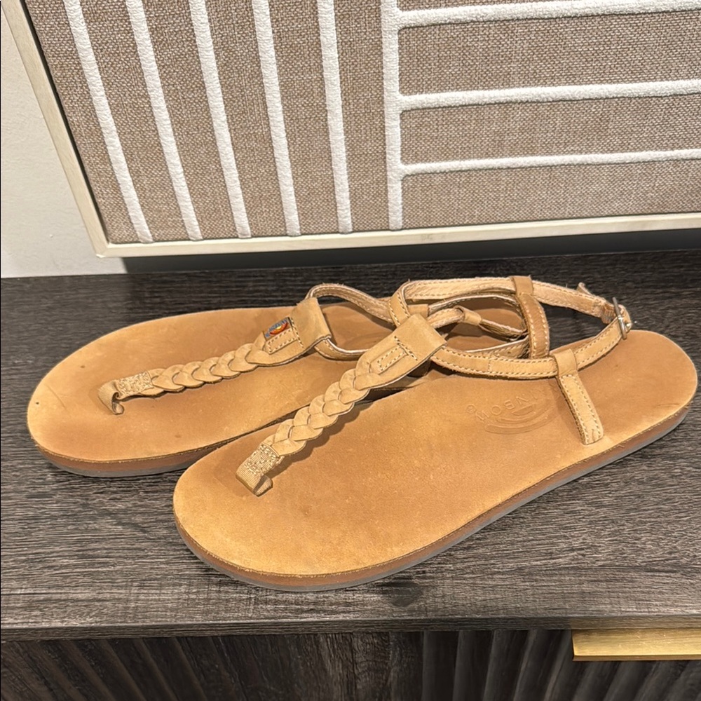 Rainbow Tan Braided Sandals